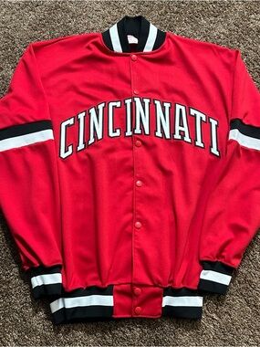 Vtg RAWLINGS Cincinnati Reds Team Issued Satin Jacket DEADSTOCK Made in USA 42 L